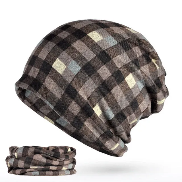 Men's Winter Fashion Multifunction Striped Collar Scarf/Beanie
