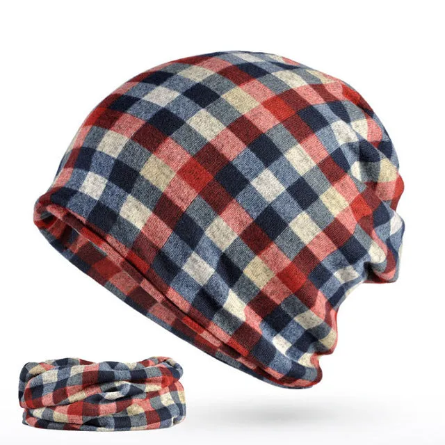 Men's Winter Fashion Multifunction Striped Collar Scarf/Beanie