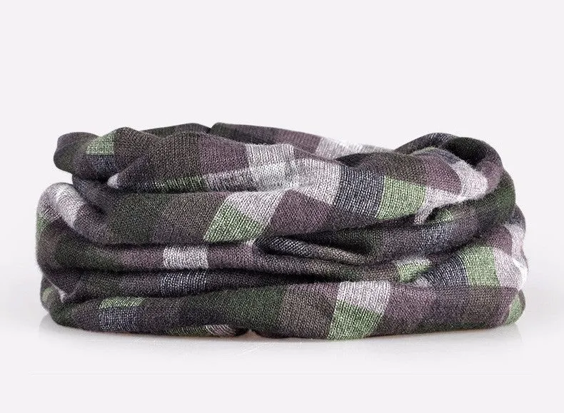 Men's Winter Fashion Multifunction Striped Collar Scarf/Beanie