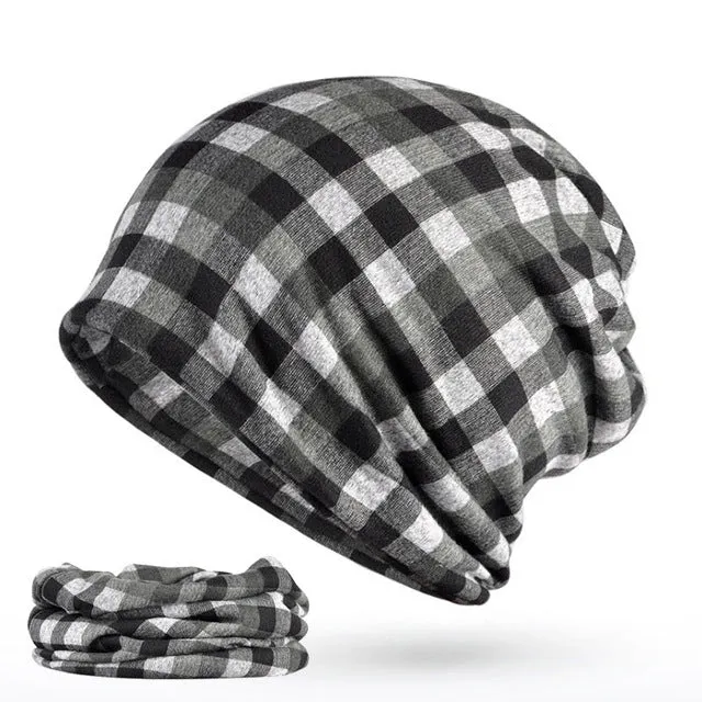 Men's Winter Fashion Multifunction Striped Collar Scarf/Beanie