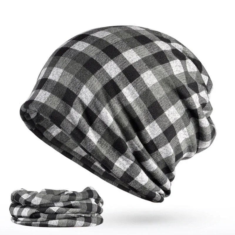 Men's Winter Fashion Multifunction Striped Collar Scarf/Beanie