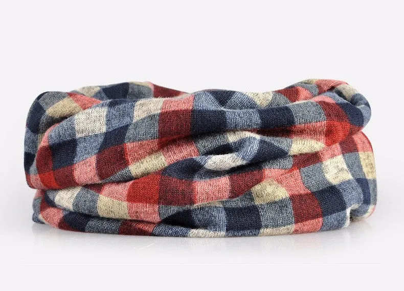 Men's Winter Fashion Multifunction Striped Collar Scarf/Beanie