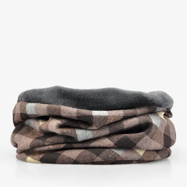 Men's Winter Fashion Multifunction Striped Collar Scarf/Beanie