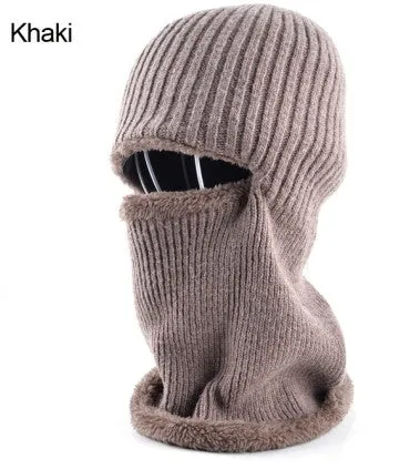 Men's winter knitted face mask hat for men - Black/Gray/Khaki/Blue