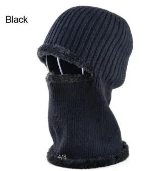 Men's winter knitted face mask hat for men - Black/Gray/Khaki/Blue
