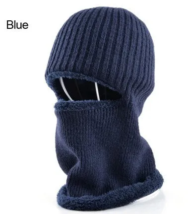 Men's winter knitted face mask hat for men - Black/Gray/Khaki/Blue