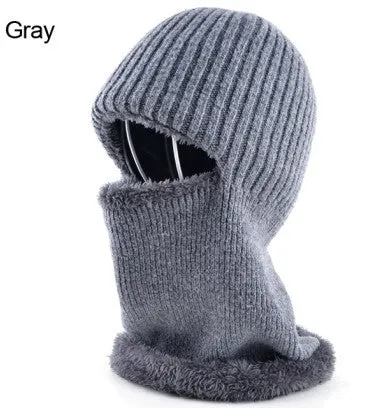 Men's winter knitted face mask hat for men - Black/Gray/Khaki/Blue