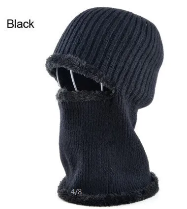 Men's winter knitted face mask hat for men - Black/Gray/Khaki/Blue