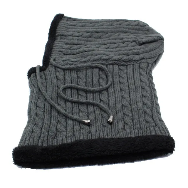 Men's Winter Knitted Scarf Beanie - Black,Gray,Navy,Wine Red,Coffee,Khaki