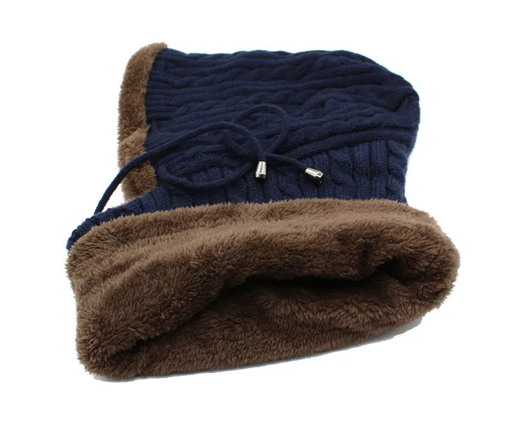 Men's Winter Knitted Scarf Beanie - Black,Gray,Navy,Wine Red,Coffee,Khaki