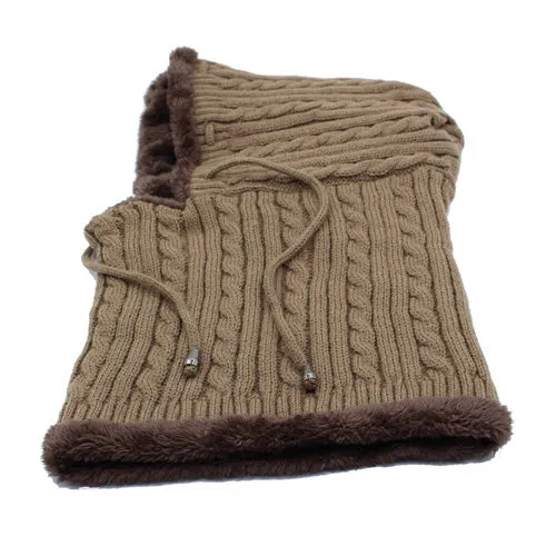Men's Winter Knitted Scarf Beanie - Black,Gray,Navy,Wine Red,Coffee,Khaki