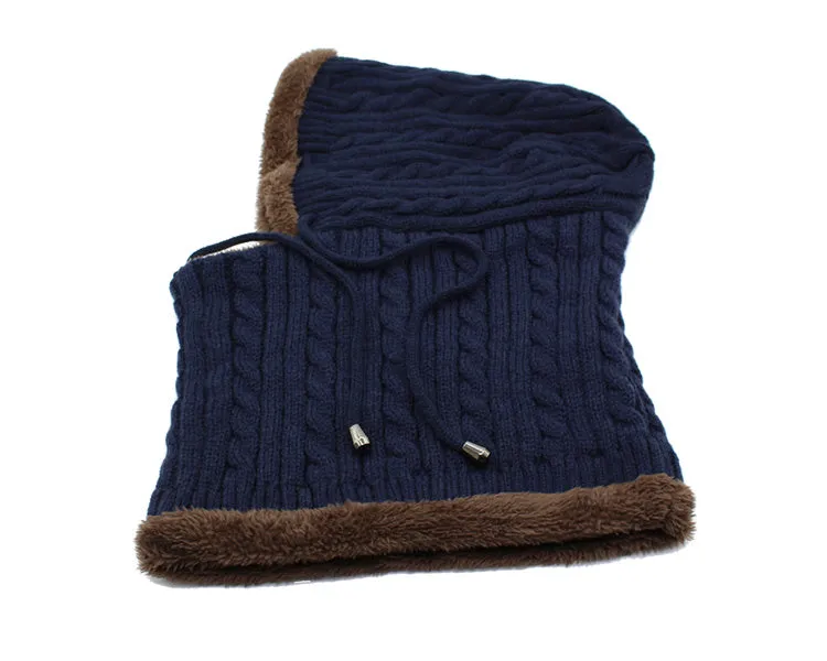 Men's Winter Knitted Scarf Beanie - Black,Gray,Navy,Wine Red,Coffee,Khaki