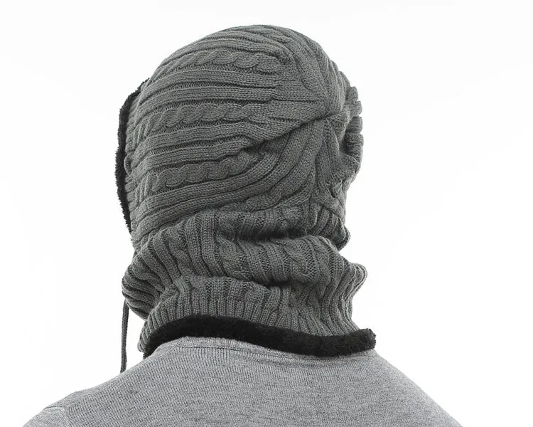 Men's Winter Knitted Scarf Beanie - Black,Gray,Navy,Wine Red,Coffee,Khaki