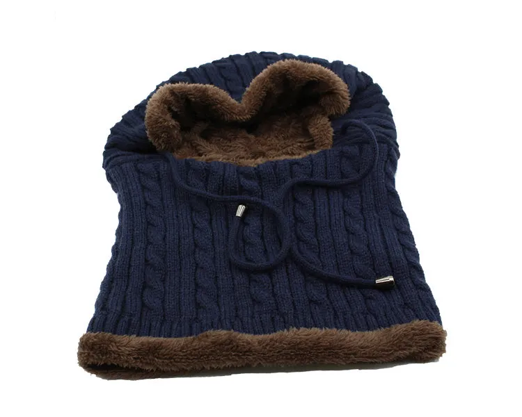 Men's Winter Knitted Scarf Beanie - Black,Gray,Navy,Wine Red,Coffee,Khaki