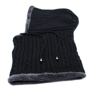 Men's Winter Knitted Scarf Beanie - Black,Gray,Navy,Wine Red,Coffee,Khaki