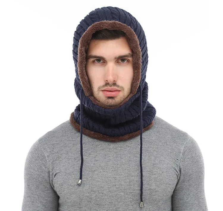 Men's Winter Knitted Scarf Beanie - Black,Gray,Navy,Wine Red,Coffee,Khaki