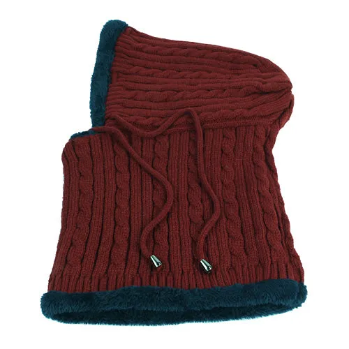 Men's Winter Knitted Scarf Beanie - Black,Gray,Navy,Wine Red,Coffee,Khaki