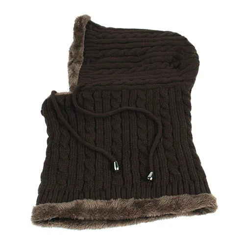 Men's Winter Knitted Scarf Beanie - Black,Gray,Navy,Wine Red,Coffee,Khaki