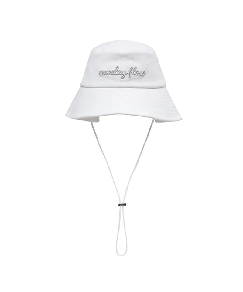 Monday Flow Ponytail Bucket Hat (Corduroy) - White
