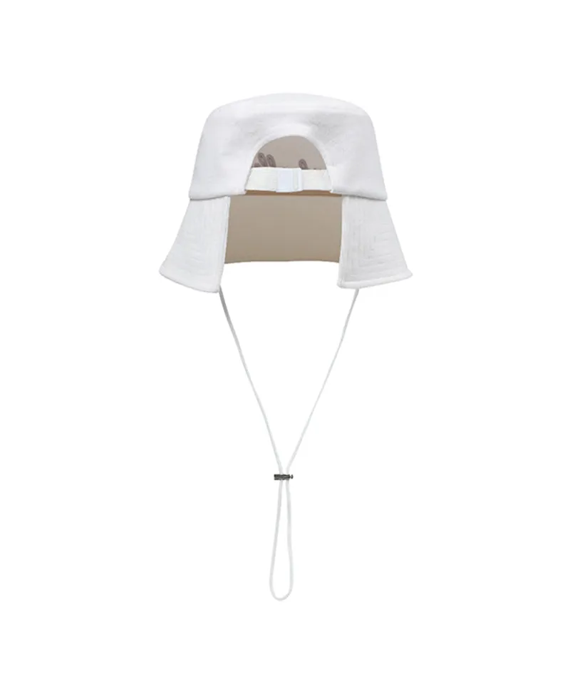 Monday Flow Ponytail Bucket Hat (Corduroy) - White