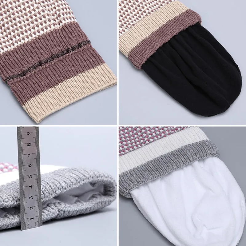 New Double layer Plus Velvet Warm Hat Knitted Beanie Fashion