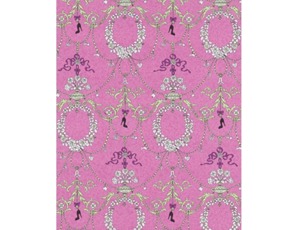 Ornamental Charms Swags Green Pink 7304-17 Wallpaper