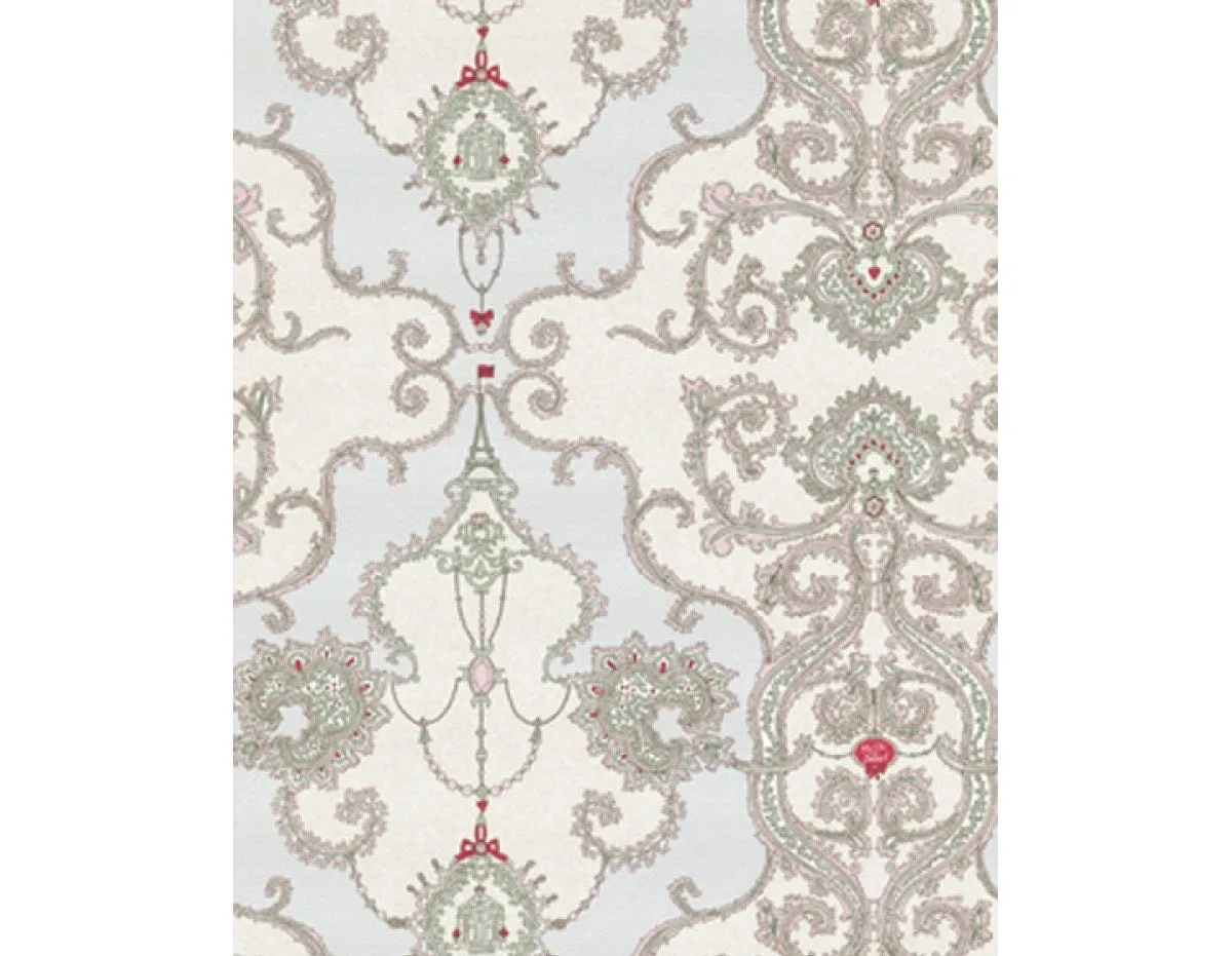 Ornamental Damask Rose Grey 7308-10 Wallpaper
