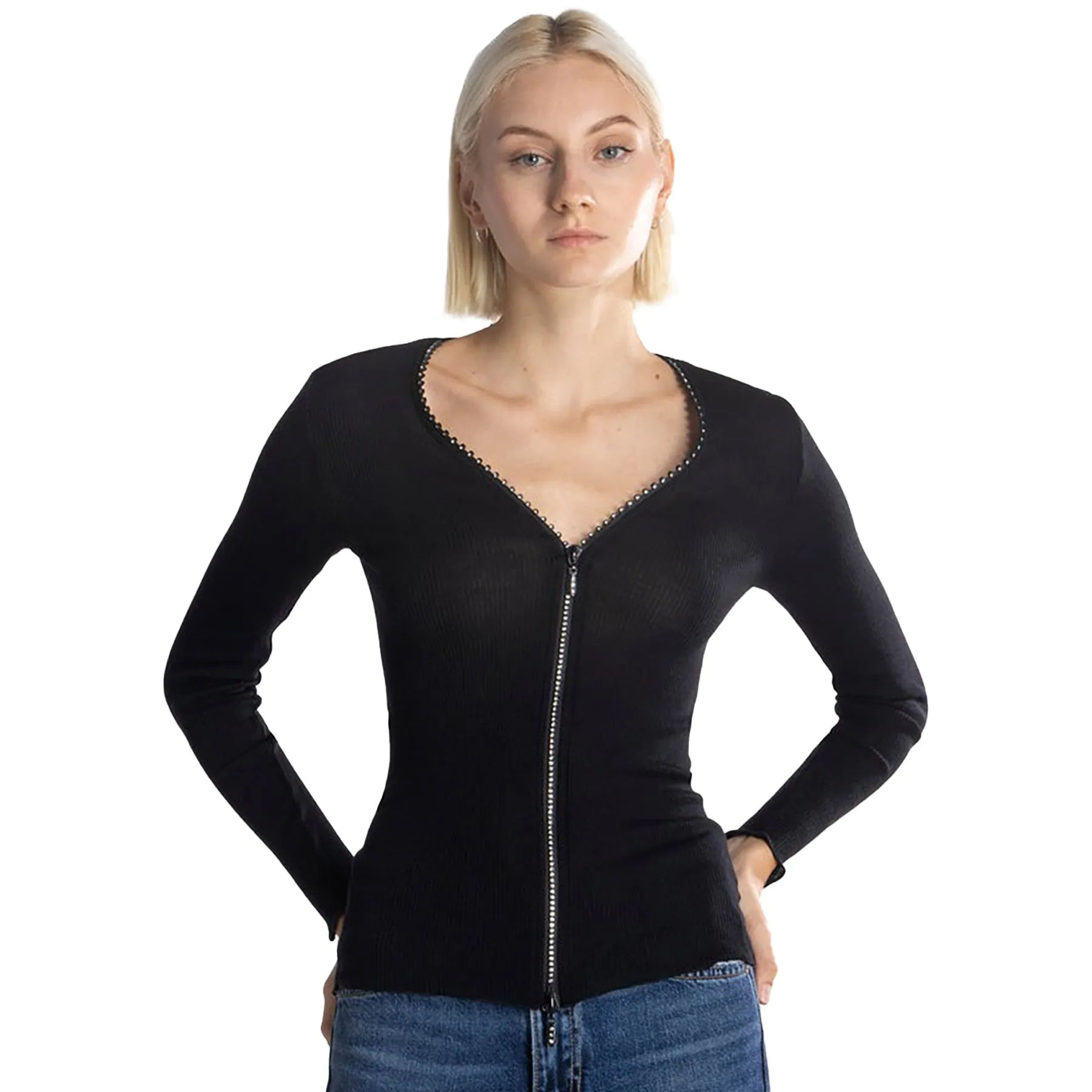 Oscalito Lana Seta Long Sleeve Zipper Top