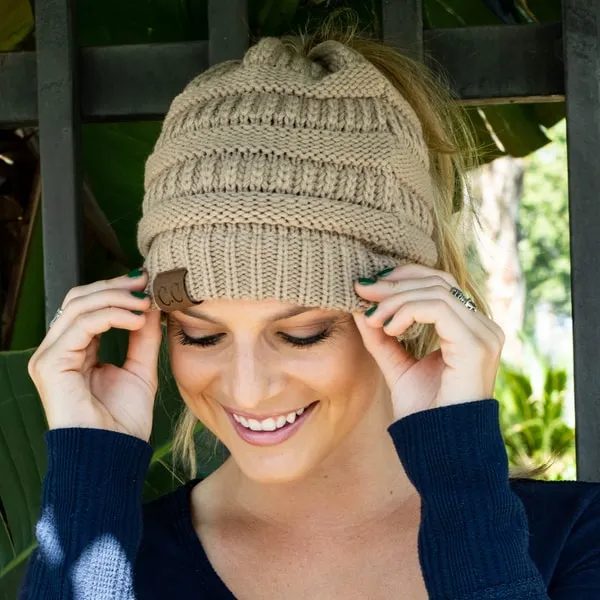 Ponytail Knitting Wool Beanie