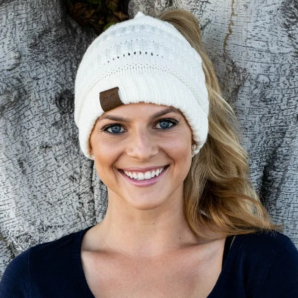 Ponytail Knitting Wool Beanie