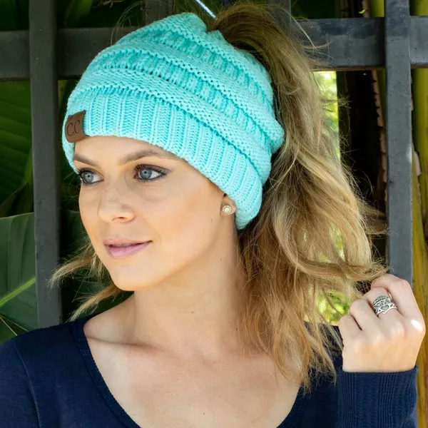 Ponytail Knitting Wool Beanie