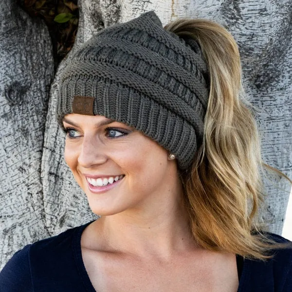 Ponytail Knitting Wool Beanie