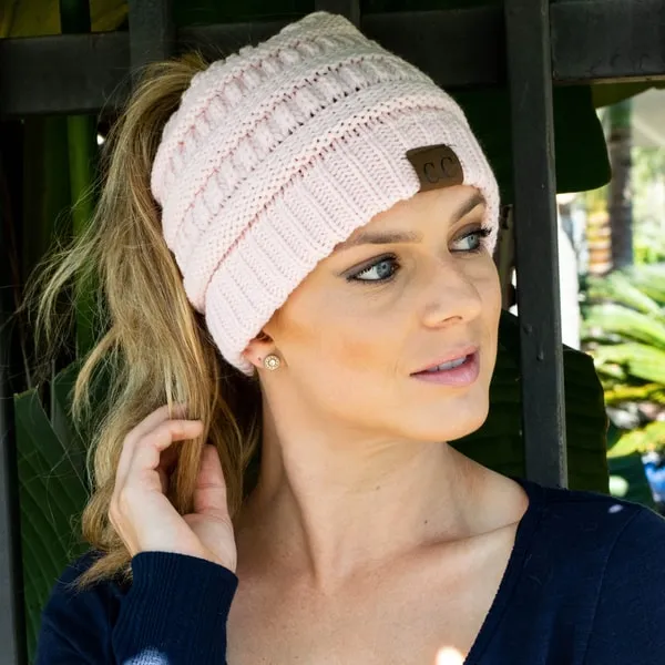 Ponytail Knitting Wool Beanie