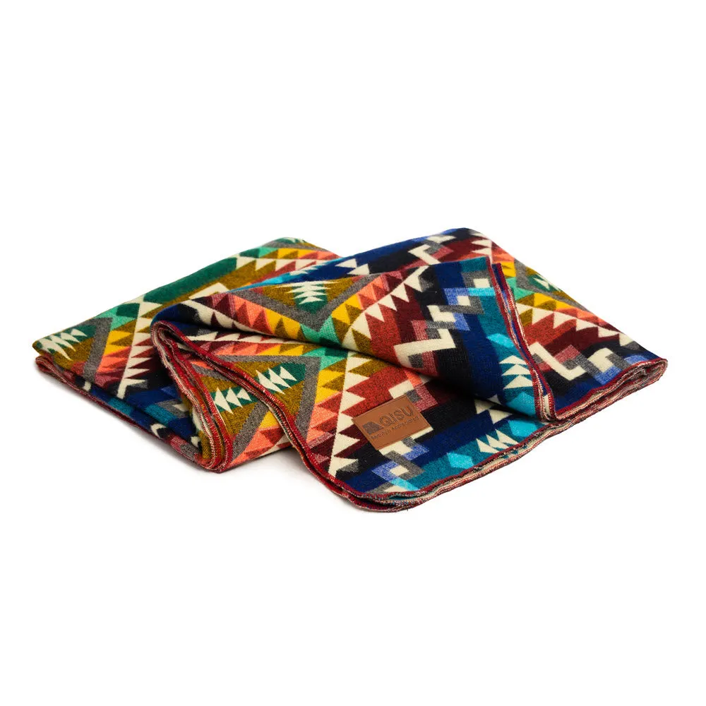 QISU Rainbow Starburst Wool Blanket – Vibrant Artisan Gift for the Holidays