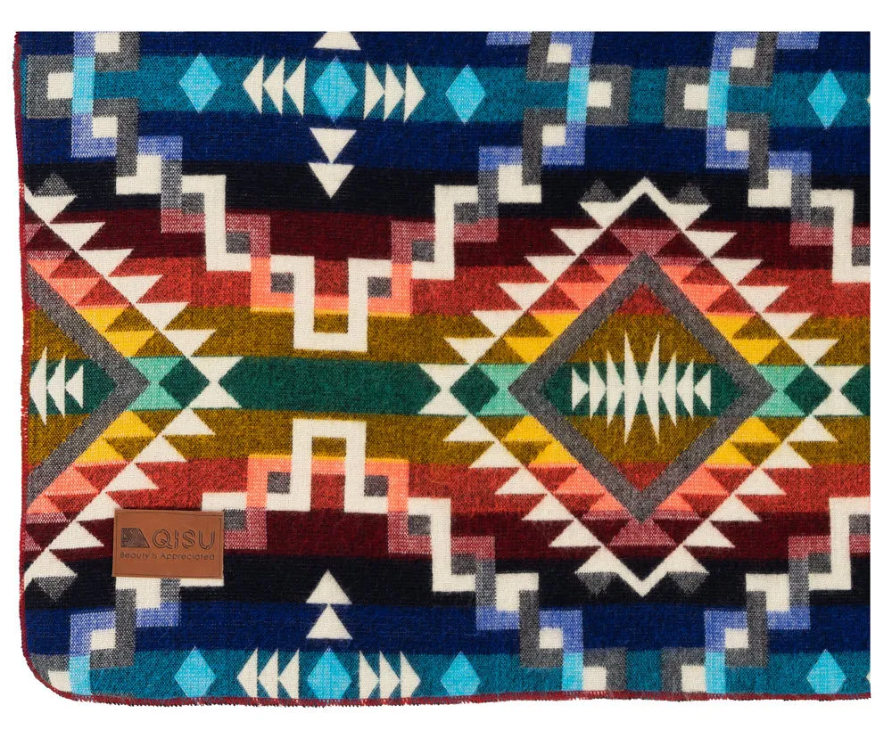 QISU Rainbow Starburst Wool Blanket – Vibrant Artisan Gift for the Holidays