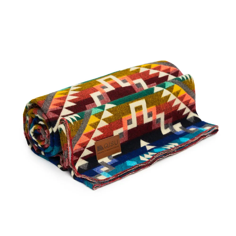 QISU Rainbow Starburst Wool Blanket – Vibrant Artisan Gift for the Holidays