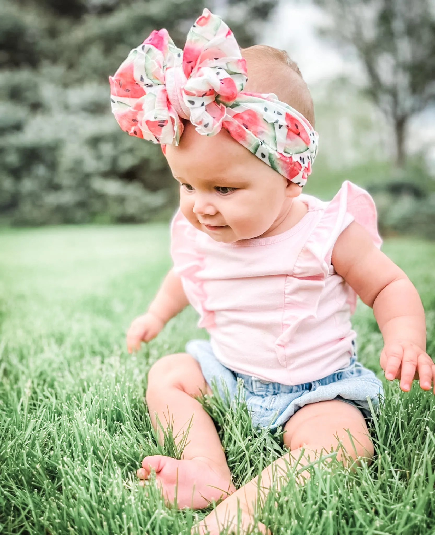 Ruffled Headband- Watermelon