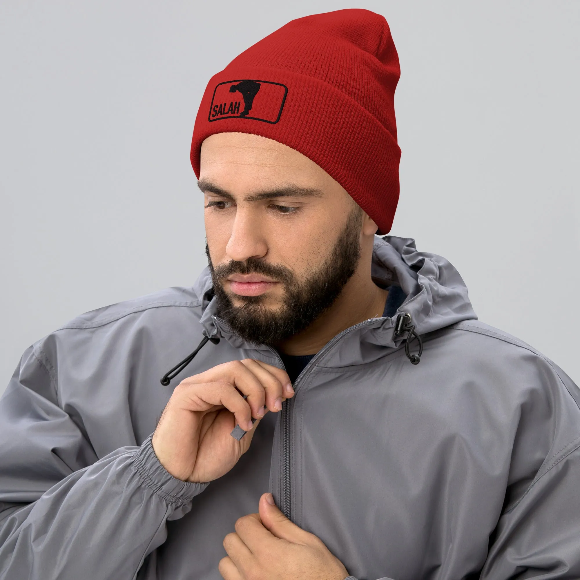 Salah Classic Black Logo Embroidered Cuffed Beanie