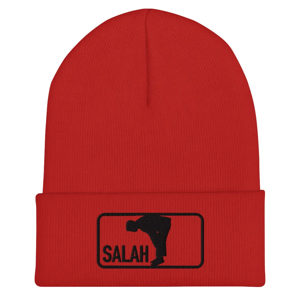 Salah Classic Black Logo Embroidered Cuffed Beanie