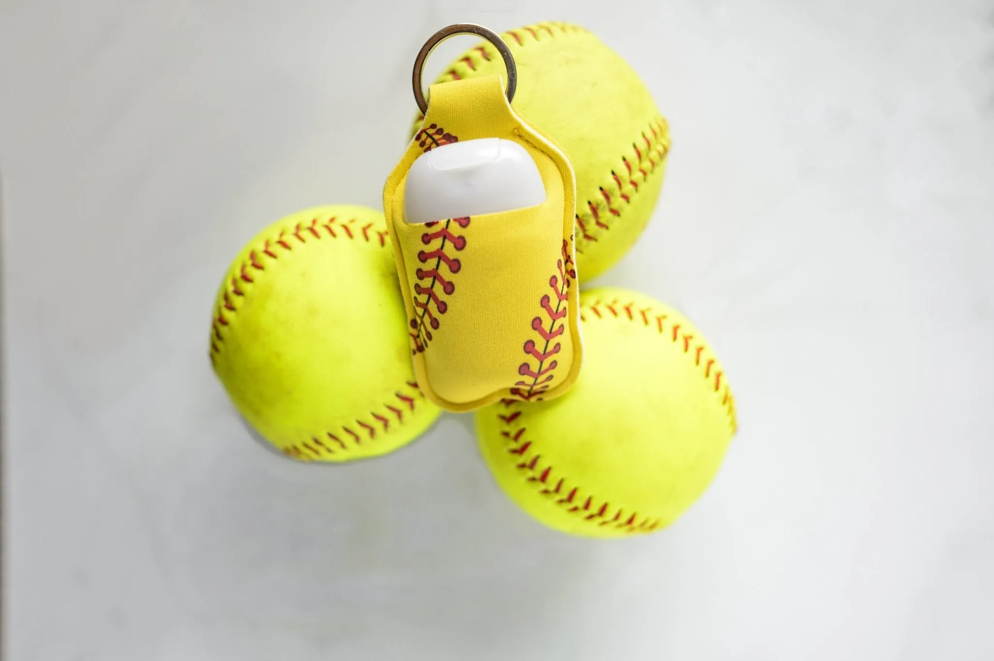 Softball Hand Sanitizer Holder for Backpack Kids Travel Size Keychain