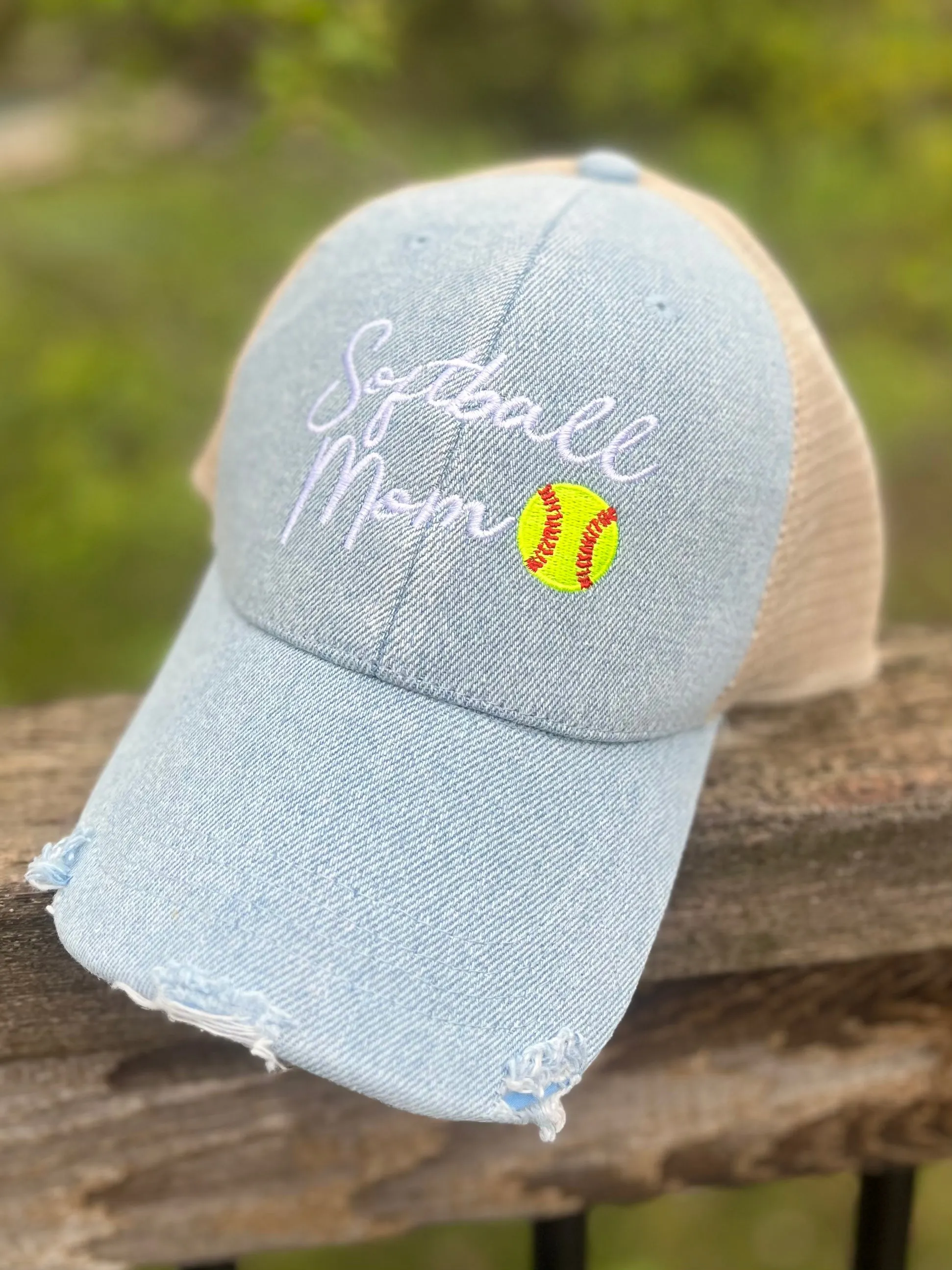 Softball hats Softball hair dont care Softball mom Softball mom life Embroidered unisex trucker caps
