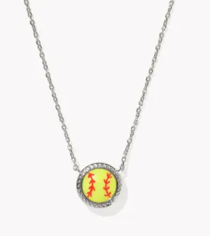 Softball Short Necklace - Silver