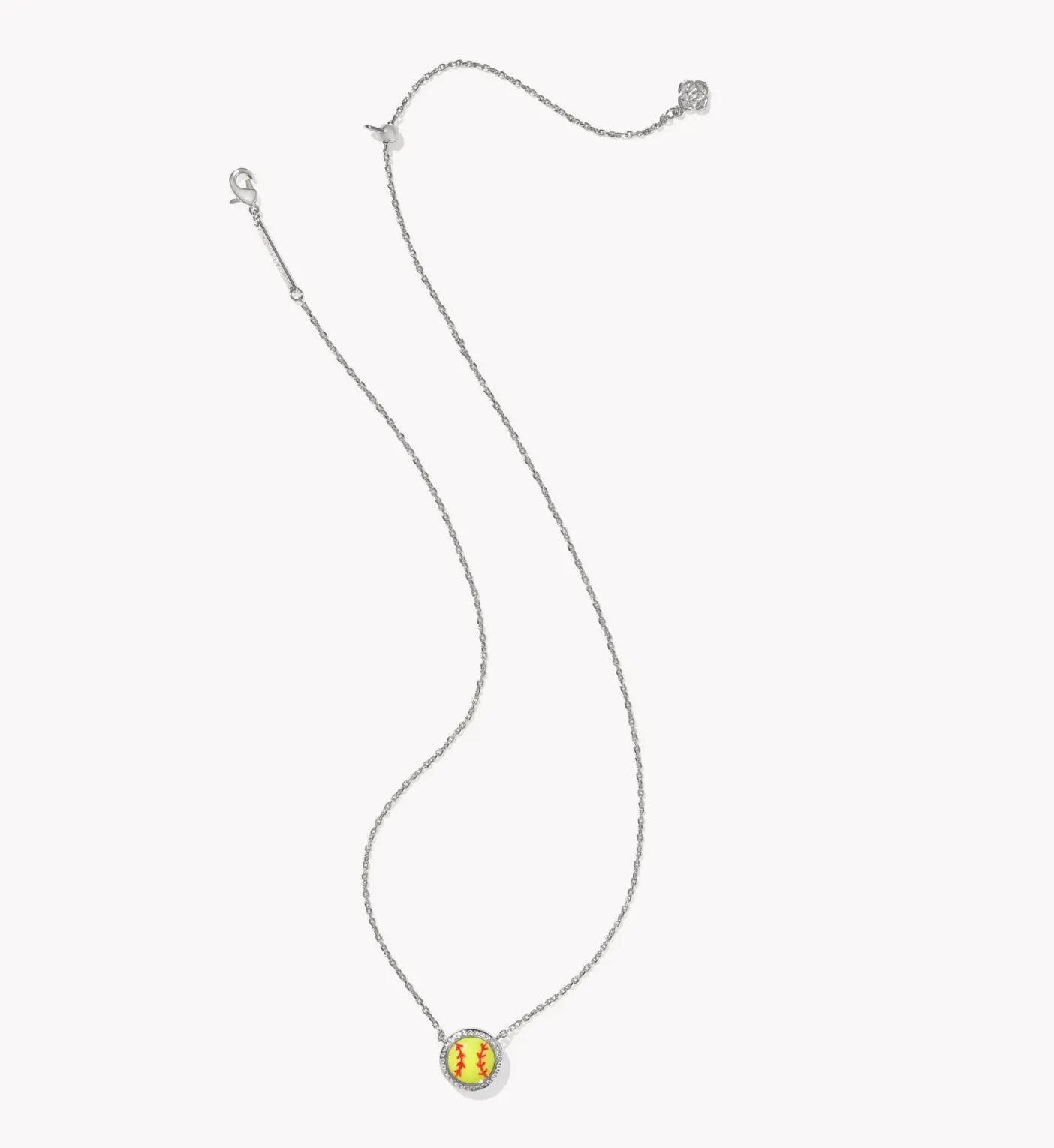 Softball Short Necklace - Silver