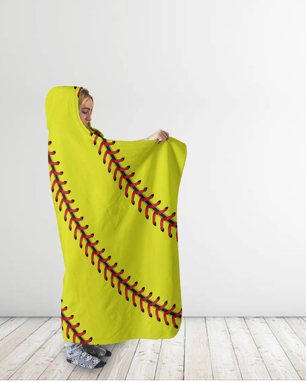 Softball Stitches Hooded Blanket