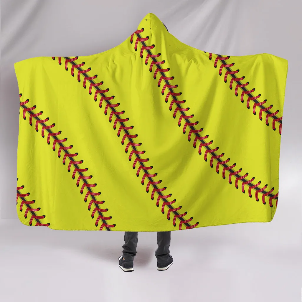 Softball Stitches Hooded Blanket