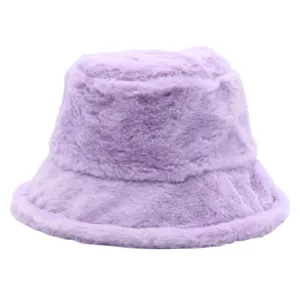 Solid Color Winter Faux Fluffy Fur Bucket Hat