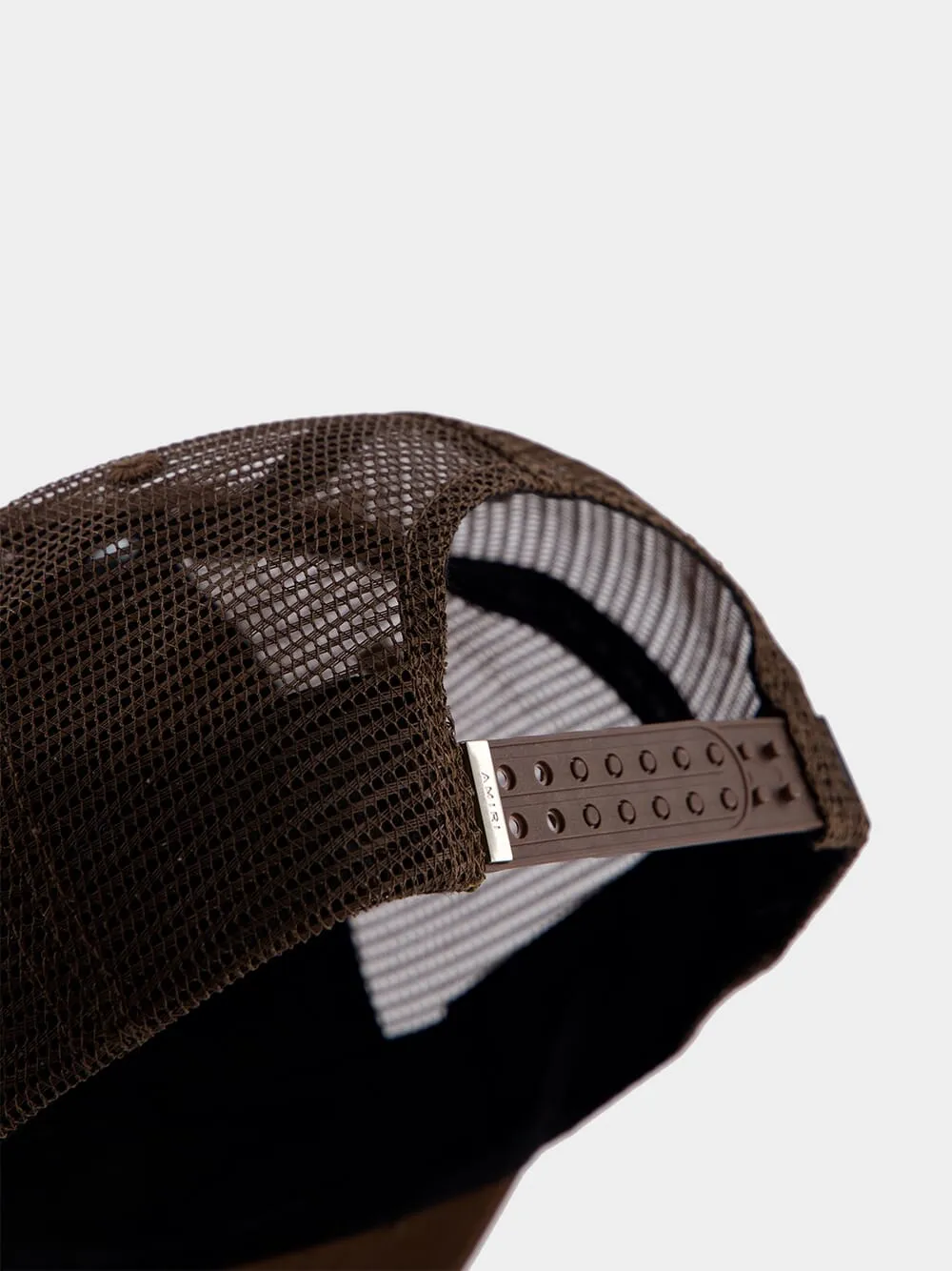 Staggered Logo Trucker Brown Cap