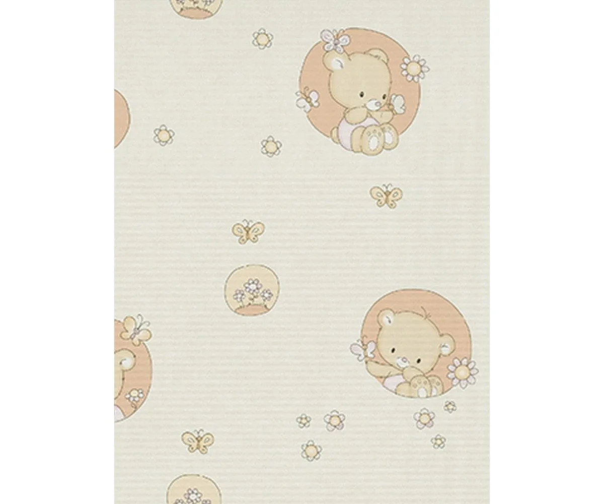 Teddy Bear Nature Grey Orange 7322-04 Wallpaper