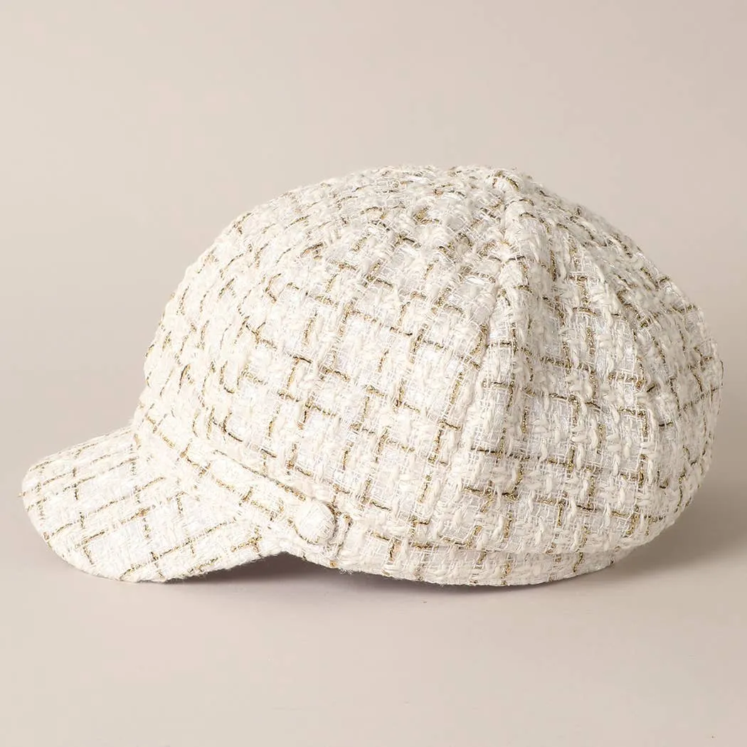 Tweed Plaid Cadet Newsboy Cabbie Cap Hat