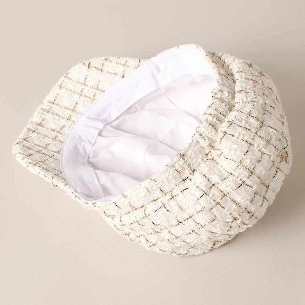 Tweed Plaid Cadet Newsboy Cabbie Cap Hat